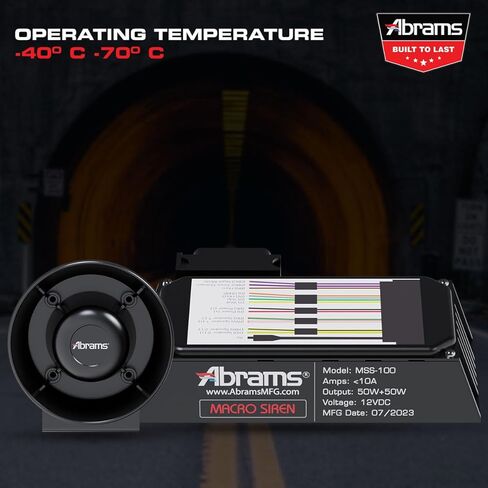 مجموعة نظام صفارة الإنذار للدراجات النارية Abrams Macro 100W [مقاومة للصدمات والاهتزاز] نظام صفارة شرطة قوي مقاوم للماء [2 × 50 وات مكبر صوت + وحدة تحكم متضمنة] صفارة طوارئ 12 فولت لـ ATV UTV POV in Kuwait