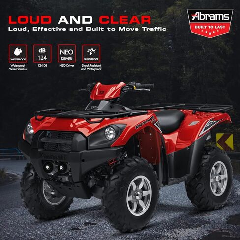 مجموعة نظام صفارة الإنذار للدراجات النارية Abrams Macro 100W [مقاومة للصدمات والاهتزاز] نظام صفارة شرطة قوي مقاوم للماء [2 × 50 وات مكبر صوت + وحدة تحكم متضمنة] صفارة طوارئ 12 فولت لـ ATV UTV POV in Kuwait