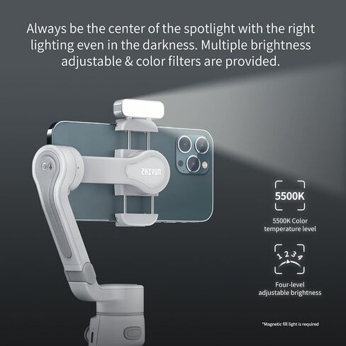 Zhiyun Smooth Q4 Gimbal Stabilizer للهواتف الذكية، 3 محاور Gimbal للهواتف المحمولة iPhone Android، قضيب تمديد مدمج، محمول وقابل للطي، مثبت مدونة فيديو، يوتيوب in Kuwait