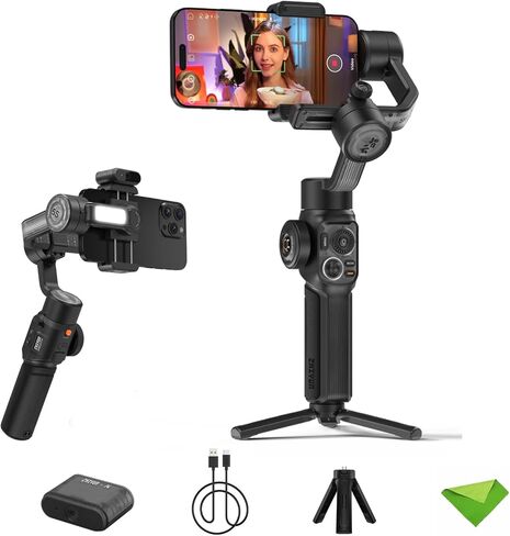 Zhiyun Smooth 5S AI Combo Gimbal Stabilizer for Smartphone, 3-Axis Phone Gimbal, AI Tracking Phone Stabilizer for Video Recording Vlog, for Android for iPhone 14 Pro Max Plus 13 12 11 X XR XS 8 Plus in Saudi Arabia