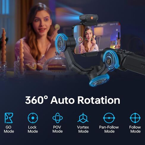 Zhiyun Smooth 5S AI Combo Gimbal Stabilizer for Smartphone, 3-Axis Phone Gimbal, AI Tracking Phone Stabilizer for Video Recording Vlog, for Android for iPhone 14 Pro Max Plus 13 12 11 X XR XS 8 Plus in Saudi Arabia