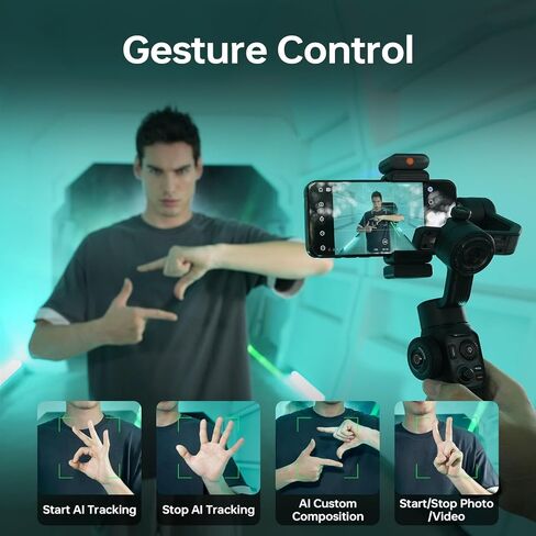 Zhiyun Smooth 5S AI Combo Gimbal Stabilizer for Smartphone, 3-Axis Phone Gimbal, AI Tracking Phone Stabilizer for Video Recording Vlog, for Android for iPhone 14 Pro Max Plus 13 12 11 X XR XS 8 Plus in Saudi Arabia