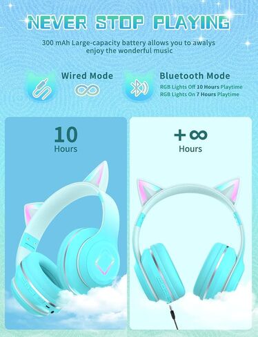 Bluetooth Kids Headphones,Cat Ear LED Light Up Kids Wireless Headphones,Bluetooth 5.1&Stereo Sound, Foldable,Adjustable Headband,Children Headphone with Microphone for School/Tablet (Pink) in Saudi Arabia