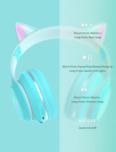 Bluetooth Kids Headphones,Cat Ear LED Light Up Kids Wireless Headphones,Bluetooth 5.1&Stereo Sound, Foldable,Adjustable Headband,Children Headphone with Microphone for School/Tablet (Pink) in Saudi Arabia