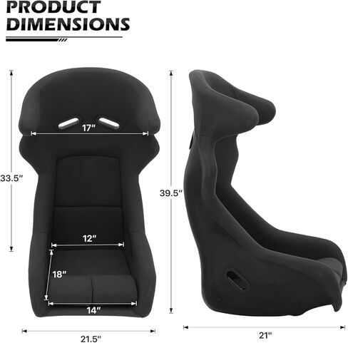 MoNiBloom 40-Inch Universal Bucket Style Simulator Racing Seat with Adjustable Double Sliders Black in Saudi Arabia