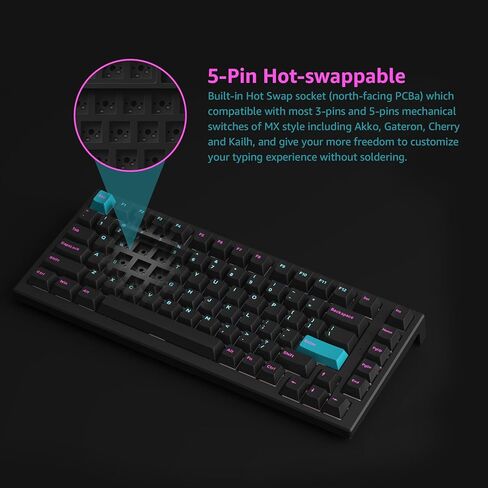 75% Wireless Mechanical Keyboard MG75W Midnight, 82-Key Hot-swappable Gaming Keyboard for Mac/Win (Akko V3 Pro Creamy Yellow) in Saudi Arabia