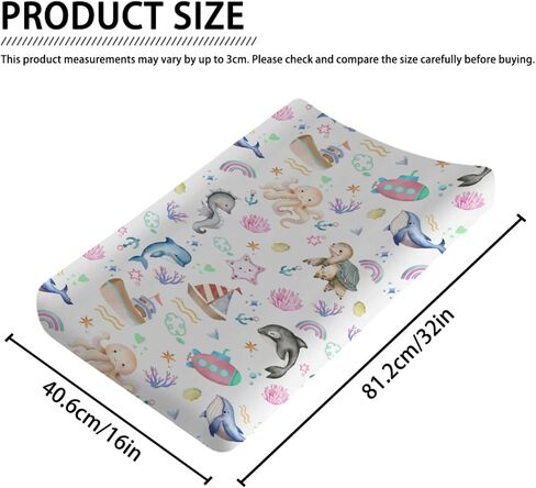 لطيف الحيوانات البحرية الطفل تغيير غطاء الوسادة للطفل صبي فتاة 32 ''x 16'' الحوت دولفين السلاحف حصان البحر المرجان نجم البحر للجنسين المجهزة تغيير الجدول يغطي الحصير بحري لينة مهد وأوراق السرير in Saudi Arabia