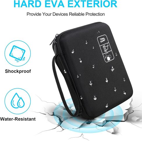 Lacdo Hard Travel Electronic Organizer Case for MacBook Power Adapter Charger, Cables, Cords, Apple Pencil, Mouse, Power Bank, USB Flash Disk, SD Cards EVA Protective Portable Accessories Bag, Black in Kuwait