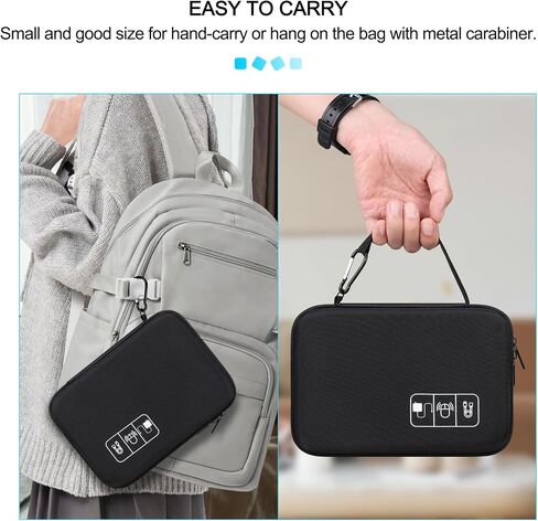 Lacdo Hard Travel Electronic Organizer Case for MacBook Power Adapter Charger, Cables, Cords, Apple Pencil, Mouse, Power Bank, USB Flash Disk, SD Cards EVA Protective Portable Accessories Bag, Black in Kuwait