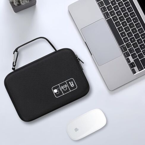 Lacdo Hard Travel Electronic Organizer Case for MacBook Power Adapter Charger, Cables, Cords, Apple Pencil, Mouse, Power Bank, USB Flash Disk, SD Cards EVA Protective Portable Accessories Bag, Black in Kuwait