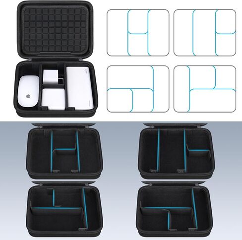 Lacdo Hard Travel Electronic Organizer Case for MacBook Power Adapter Charger, Cables, Cords, Apple Pencil, Mouse, Power Bank, USB Flash Disk, SD Cards EVA Protective Portable Accessories Bag, Black in Kuwait
