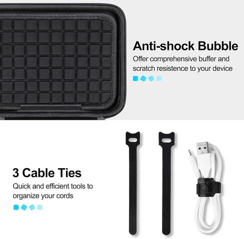 Lacdo Hard Travel Electronic Organizer Case for MacBook Power Adapter Charger, Cables, Cords, Apple Pencil, Mouse, Power Bank, USB Flash Disk, SD Cards EVA Protective Portable Accessories Bag, Black in Kuwait