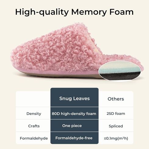 Snug Leaves Women's Scuff Slippers Furry Cute Curly Faux Wool Slip-on Indoor Outdoor Memory Foam House Shoes in Saudi Arabia
