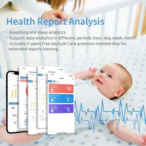 Smart Baby Monitor Contact-Free with Sleep & Breathing Tracking, 2K Secure Wi-Fi Video Camera Supporting Local Video Recording, AI Face Capture, Crying Alerts, Face Cover Alarm, Night Vision in Saudi Arabia