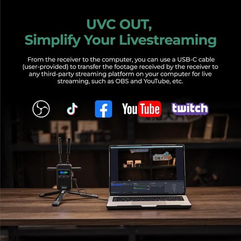 ACCSOON CineView 2 SDI Wireless Video Transmission System Transmitter&Receiver 2.4+5Ghz for Live Streaming 1080p 60fps 0.05s Latency 1500ft Range up to 4 Devices Monitoring in Saudi Arabia