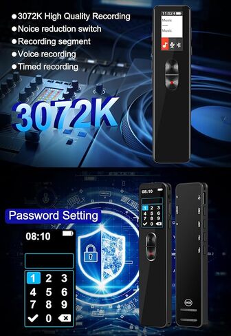 مسجل صوت رقمي سعة 64 جيجابايت، مسجل صوتي نشط، تسجيل عالي الدقة بسرعة 3072 كيلوبت في الثانية، مع تشغيل حلقة A-B، وإلغاء الضوضاء بكلمة مرور، وبلوتوث، ومسجل ديكتافون للمحاضرات والاجتماعات والمقابلات in Kuwait