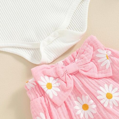 Newborn Baby Girl Summer Outfit Floral Short Sleeve Romper Sunflower Shorts Headband Set 3Pcs Clothes in Kuwait