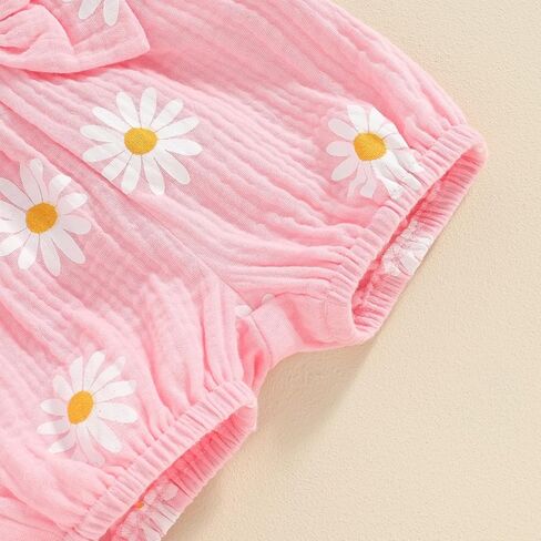 Newborn Baby Girl Summer Outfit Floral Short Sleeve Romper Sunflower Shorts Headband Set 3Pcs Clothes in Kuwait