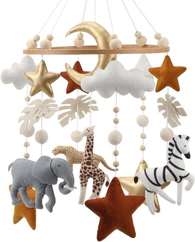 Safari Mobile for Crib - سرير متنقل Safari محايد للجنسين مع نجوم ذهبية وسحب لحضانة ذات طابع الغابة in Kuwait