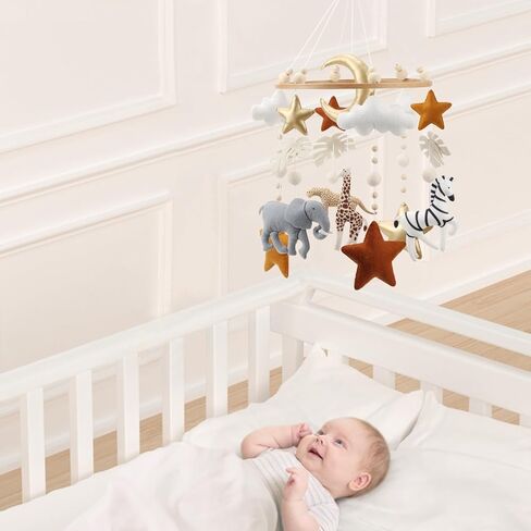 Safari Mobile for Crib - سرير متنقل Safari محايد للجنسين مع نجوم ذهبية وسحب لحضانة ذات طابع الغابة in Kuwait
