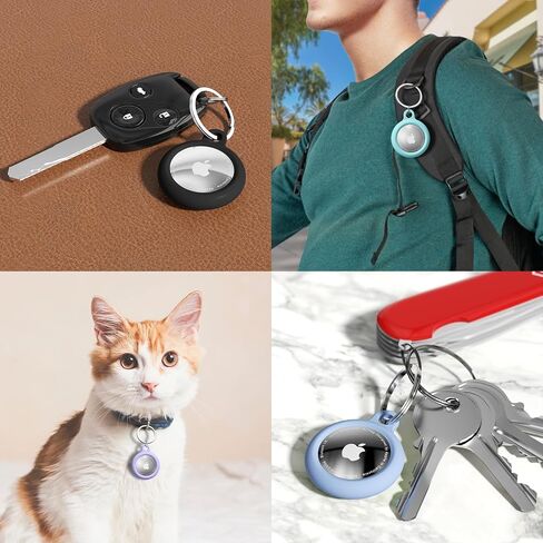 oakxco Beige Airtag Keychain Silicone, Airtag Holder with Key Ring, Air Tag Cover Cute Accessories for Kids, Luggage, Car Dog Collar, Car, Compatible with Apple Airtag Case Waterproof, Cream Stone in Kuwait