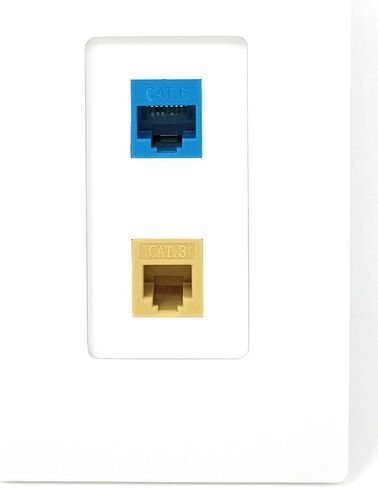 RiteAV - 1 Port Phone Beige 1 Port Cat6 Ethernet Blue Decorative Wall Plate - Black in Saudi Arabia