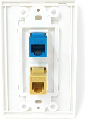 RiteAV - 1 Port Phone Beige 1 Port Cat6 Ethernet Blue Decorative Wall Plate - Black in Saudi Arabia