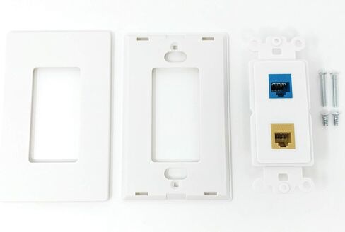 RiteAV - 1 Port Phone Beige 1 Port Cat6 Ethernet Blue Decorative Wall Plate - Black in Saudi Arabia