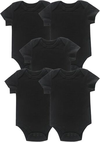 JYHOPE 5-Pack Newborn Infant Short Sleeve Pure Color Romper Bodysuit For Baby Girls And Boys Toddler Summer Clothes in Saudi Arabia