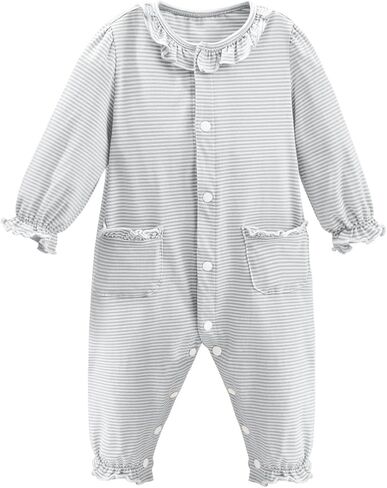 Haloumoning Newborn Baby Girl Ruffle Stripe Rompers Bodysuit Infant Clothes in Saudi Arabia