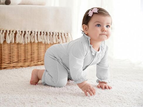 Haloumoning Newborn Baby Girl Ruffle Stripe Rompers Bodysuit Infant Clothes in Saudi Arabia