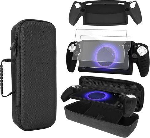 Lyyes 3 in 1 Accessories Bundle for Playstation Portal, EVA Carrying Case for PS5 Portal, 2 PCS Screen Protector with Silicone Protective Cover in Kuwait
