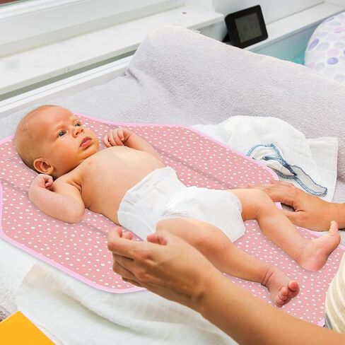 Baby Portable Diaper Changing Pad, Foldable Travel Diapering Changing Mat with Built-in Pillow, Waterproof Compact Changing Pad for Newborn Baby Changing Station, Infant Gift（Pink Stripe） in Saudi Arabia