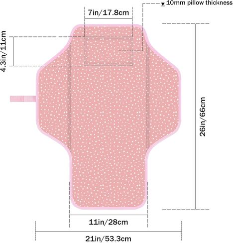 Baby Portable Diaper Changing Pad, Foldable Travel Diapering Changing Mat with Built-in Pillow, Waterproof Compact Changing Pad for Newborn Baby Changing Station, Infant Gift（Pink Stripe） in Saudi Arabia