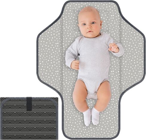 Baby Portable Diaper Changing Pad, Foldable Travel Diapering Changing Mat with Built-in Pillow, Waterproof Compact Changing Pad for Newborn Baby Changing Station, Infant Gift（Pink Stripe） in Saudi Arabia