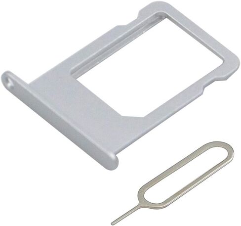 MMOBIEL SIM Card Slot Tray Holder Replacement Compatible with iPhone 5S/SE 2016 - Incl. SIM Pin - Silver in Saudi Arabia
