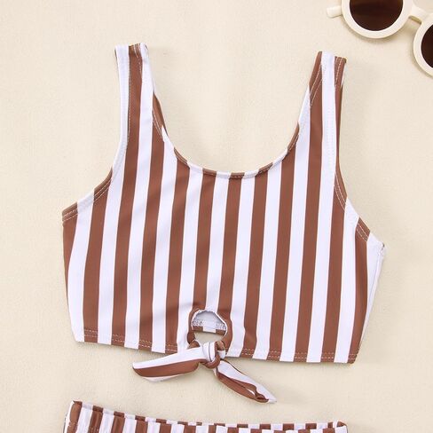 Ritatte Toddler Baby Girls Summer Swimsuit Sleeveless Stripe Knotted Two Piece Bathing Suit Beach Swimwear Bikini Tankini Set in Saudi Arabia