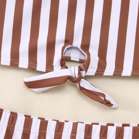 Ritatte Toddler Baby Girls Summer Swimsuit Sleeveless Stripe Knotted Two Piece Bathing Suit Beach Swimwear Bikini Tankini Set in Saudi Arabia
