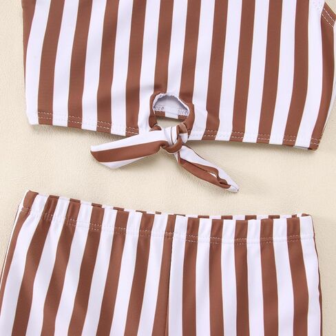 Ritatte Toddler Baby Girls Summer Swimsuit Sleeveless Stripe Knotted Two Piece Bathing Suit Beach Swimwear Bikini Tankini Set in Saudi Arabia