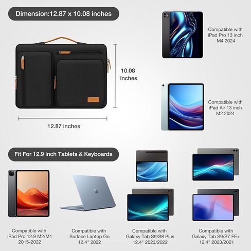 حافظة تابلت MOSISO لجهاز iPad Pro M4 وiPad Air M2 2024 مقاس 11 بوصة، وiPad Pro 11 M2 M1، وiPad 10th 10.9، وiPad 9/8/7 10.2، وiPad Air 5/4 10.9، وGalaxy Tab 11، وحقيبة جانبية مفتوحة مع 4 جيوب بسحاب، أسود in Saudi Arabia