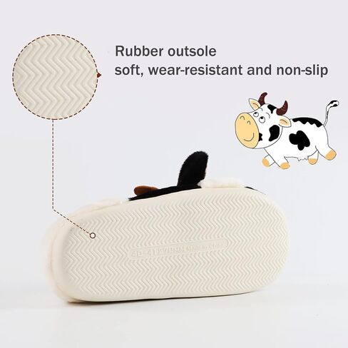 Fuzzy Cow Slippers for Women Men, Cute Cotton Animals House Shoes Fluffy Plush Slippers for Girls Indoor Living Room Bedroom in Saudi Arabia