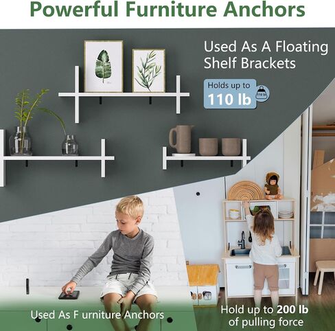 4 Pcs Furniture Anchors, OEH Furniture Anchors for Baby Proofing, No Drilling Furniture Wall Anchor, Stainless Steel Anti Tip Furniture Anchors for Cabinet Dresser Bookshelf for Baby, Small-5*3*1" in Saudi Arabia