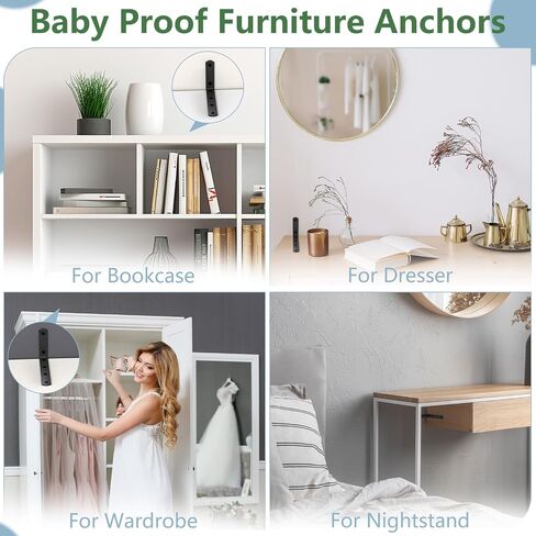 4 Pcs Furniture Anchors, OEH Furniture Anchors for Baby Proofing, No Drilling Furniture Wall Anchor, Stainless Steel Anti Tip Furniture Anchors for Cabinet Dresser Bookshelf for Baby, Small-5*3*1" in Saudi Arabia