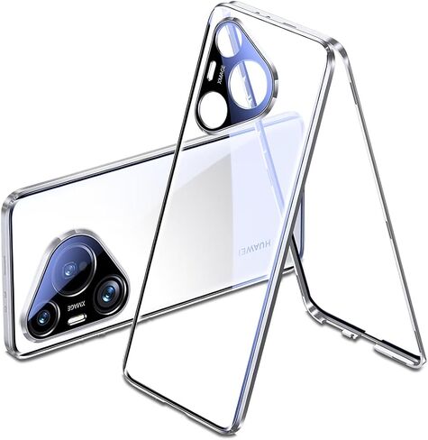 QUIETIP Case Compatible with Huawei Pura 70,Magnetic Body Metal Frame Double Sided Clear Tempered Glass Cover,Black in Saudi Arabia