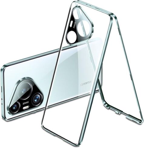 QUIETIP Case Compatible with Huawei Pura 70,Magnetic Body Metal Frame Double Sided Clear Tempered Glass Cover,Black in Saudi Arabia