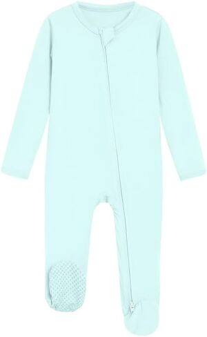 Baby Footie Romper Pajamas Unisex Newborn Infant Footed Pjs Zipper Rompers Viscose from Bamboo Sleepwear in Saudi Arabia