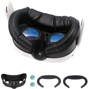 وسادة غطاء وجه سميكة لواجهة الوجه لملحقات Meta/Oculus Quest 3، مع وسادة وسادة وجه من جلد البولي يوريثان المقاوم للعرق واستبدال وسادة الوجه المصنوعة من الإسفنج الشبكي القطني (ليست لقاعدة الشاحن الرسمية) in Kuwait