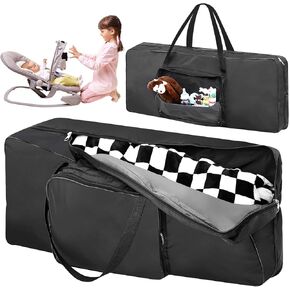 Bouncer Cover 35.8 x 15.4 x 4.5 Inches Transport Bag for Bouncer Black Infant Bouncy Seat Travel Bag Double Zipped Bouncer Carrier with Shoulder Pad