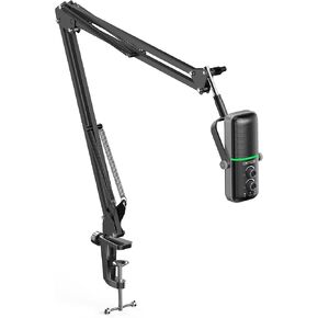 CMTECK USB Microphone with Mic Stand, Gaming Microphone Set, Click-to-Mute Sensor, Omnidirectional & Cardioid Polar Pattern, Three Sound Mode, Gradient RGB Light, Great for Streaming Podcasting