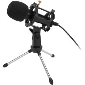USB Computer Microphone, Metal Studio Recording Mic Set with Foldable Tripod Live Condenser Microphone